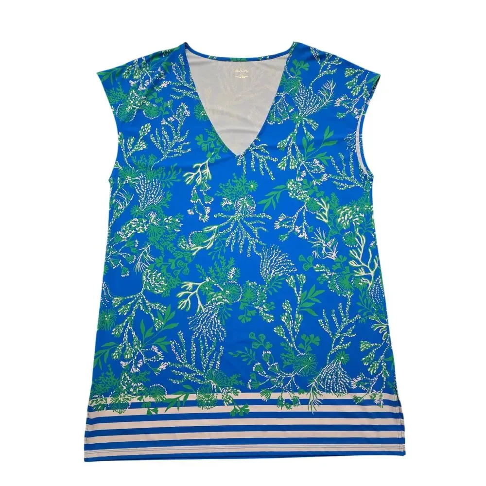 Lilly Pulitzer Talli V Neck Cover Up Briny Blue A Bit Salty Size XL - Picture 2 of 6